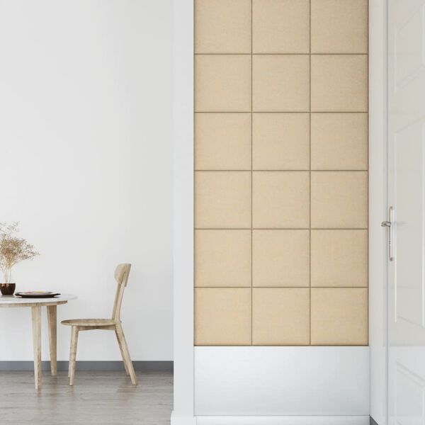 vidaXL Πάνελ Τοίχου 12 τεμ. Κρεμ 30 x 30 εκ. 1,08 μ² Υφασμάτινα