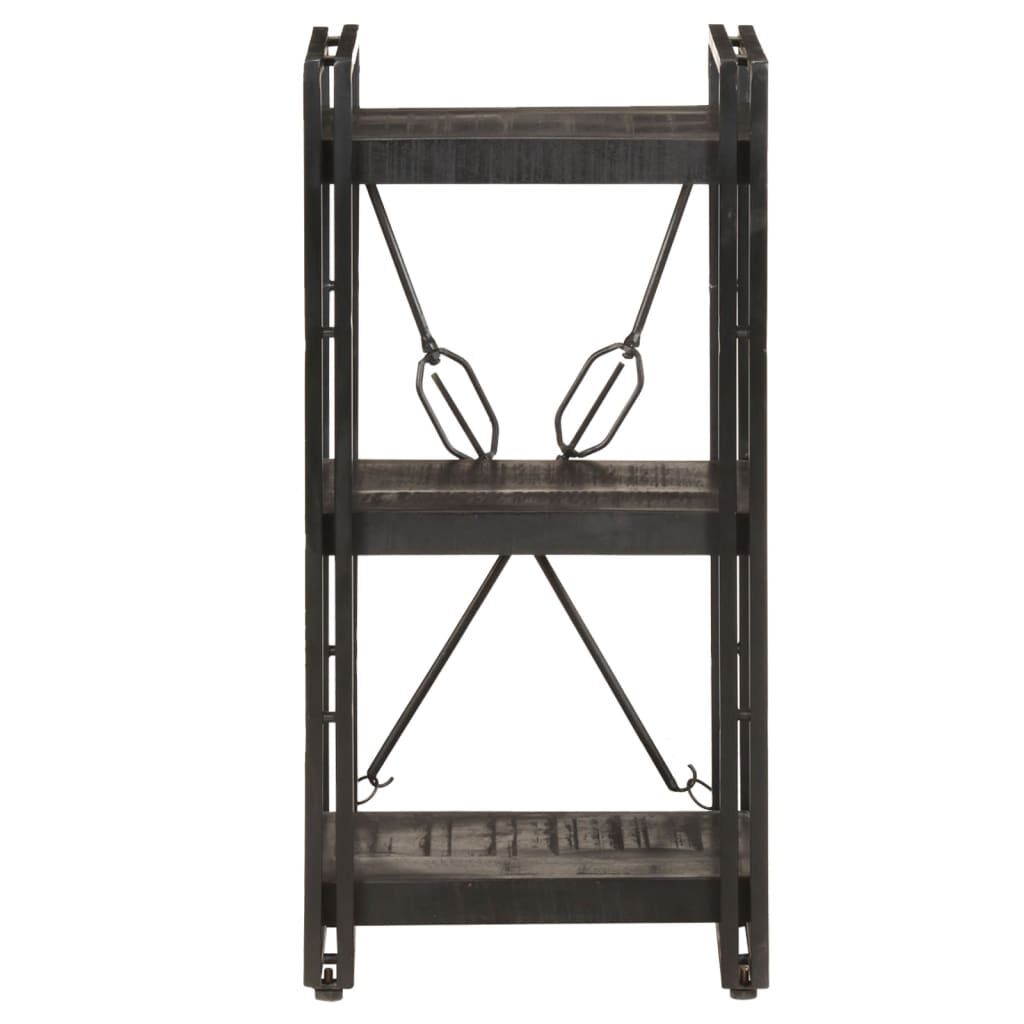 vidaXL Βιβλιοθήκη με 3 Επίπεδα Μαύρη 40x30x80 εκ. Μασίφ Ξύλο Μάνγκο