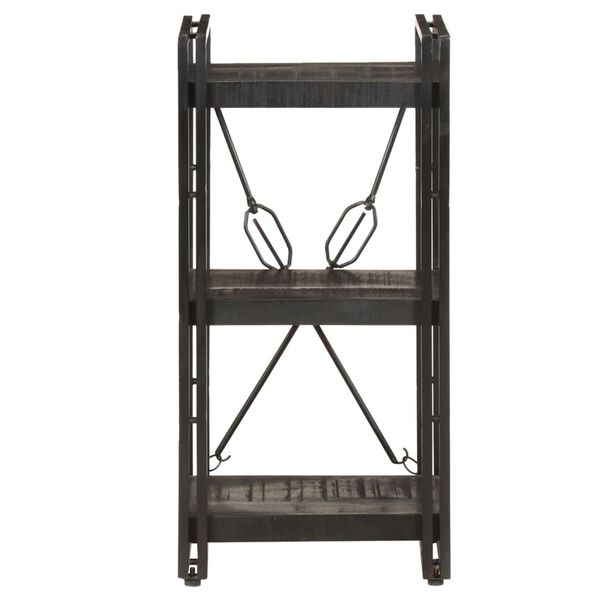 vidaXL Βιβλιοθήκη με 3 Επίπεδα Μαύρη 40x30x80 εκ. Μασίφ Ξύλο Μάνγκο