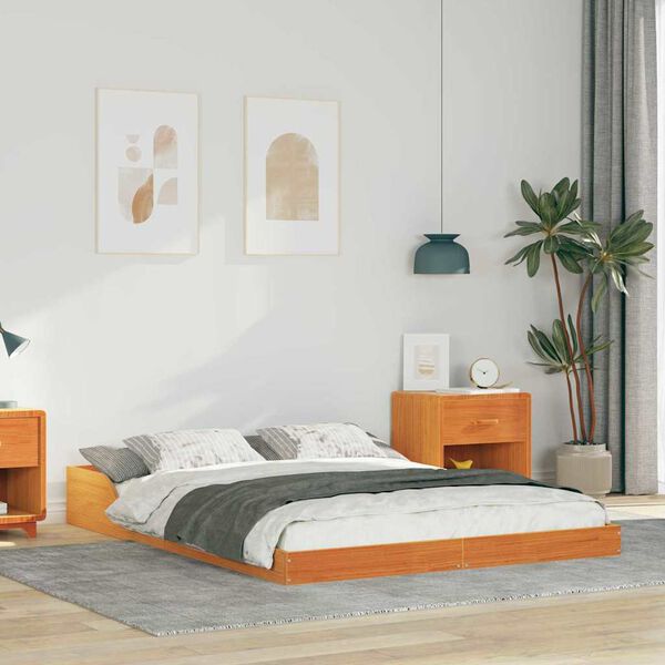 vidaXL Σκελετός Κρεβατιού Καφέ κεριού 120 x 190 cm Μασίφ ξύλο πεύκου