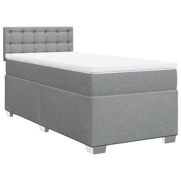 vidaXL Κρεβάτι Boxspring με Στρώμα Ανοιχτό Γκρι 100x200 εκ. Υφασμάτινο