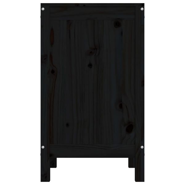 vidaXL Καλάθι Ρούχων Μαύρο 44x44x76 εκ από Μασίφ Ξύλο Πεύκου