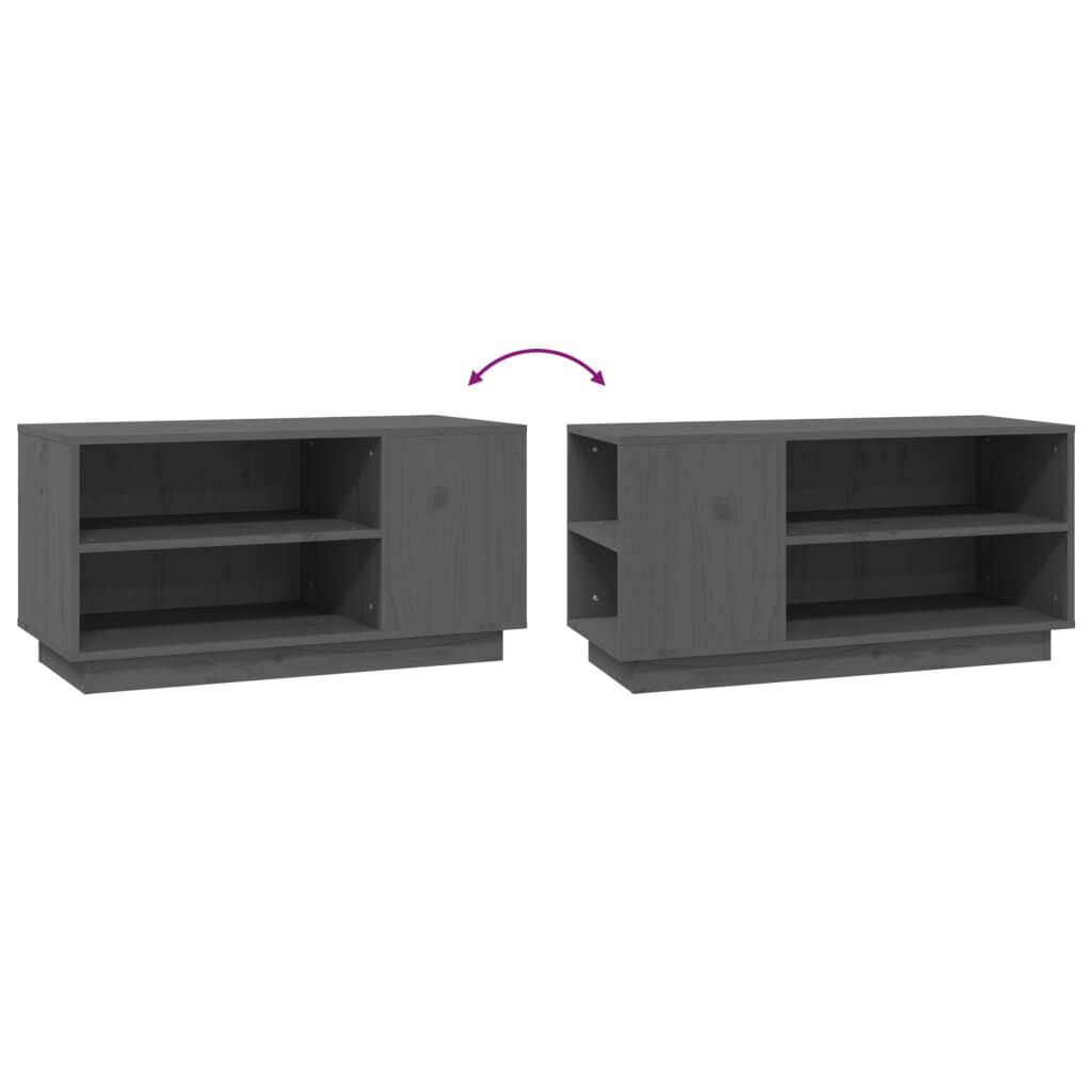vidaXL Έπιπλο Τηλεόρασης Γκρι 80x35x40,5 εκ. από Μασίφ Ξύλο Πεύκου