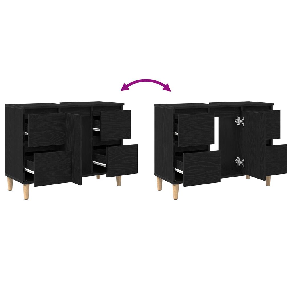 vidaXL Ντουλάπι μπαταρίας Μαύρη Δρυς 80x33x60 εκ Επεξεργασμένο Ξύλο