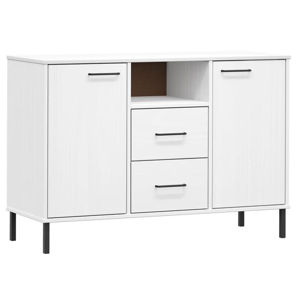 vidaXL Ντουλάπι OSLO Λευκό 113x40x77 εκ. Μασίφ Ξύλο με Μετ. Πόδια