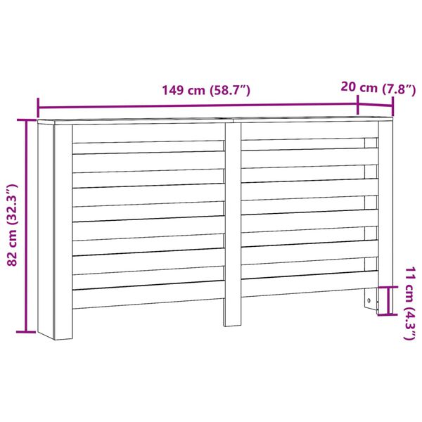 vidaXL Κάλυμμα Καλοριφέρ Μαύρο 149x20x82 εκ. από Επεξεργασμένο Ξύλο