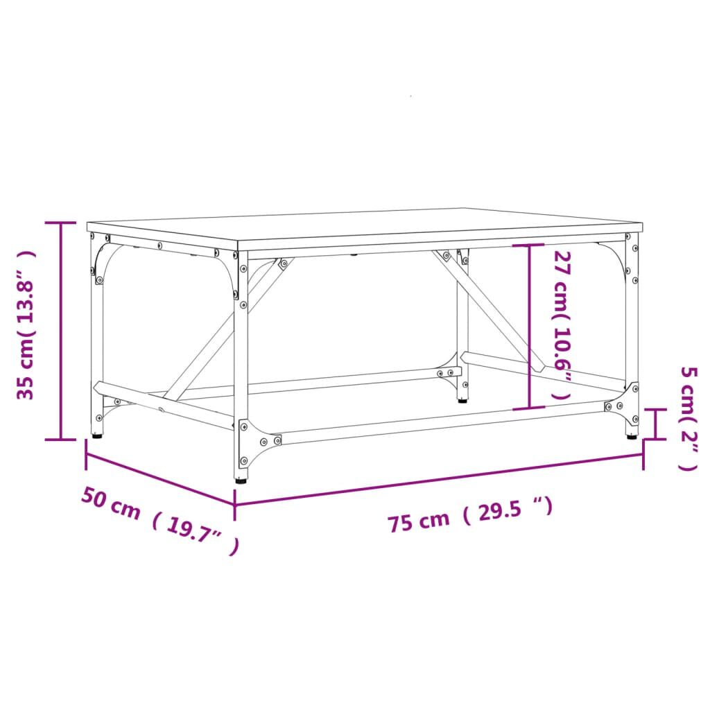 vidaXL Τραπεζάκι Σαλονιού Sonoma Δρυς 75x50x35 εκ. Επεξεργασμένο Ξύλο