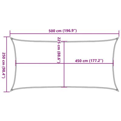 vidaXL Πανί Σκίασης Ορθογώνιο Άμμου 2,5x5 μ. HDPE 160 γρ./μ²