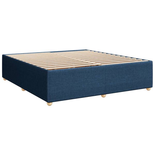 vidaXL Κρεβάτι Boxspring με Στρώμα Μπλε 200x200 εκ. Υφασμάτινο