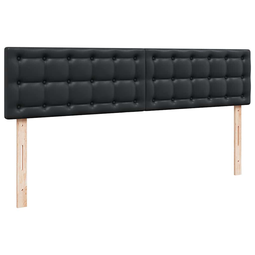 vidaXL Οθωμανικό κρεβάτι με στρώματα & LEDs Μαύρο Faux Leather