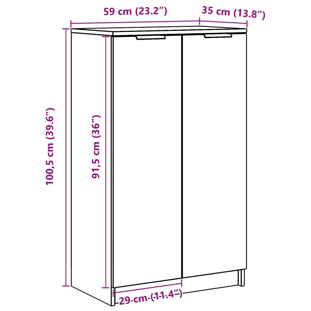 vidaXL Παπουτσοθήκη Καφέ Δρυς 59x35x100 εκ. από Επεξεργασμένο Ξύλο