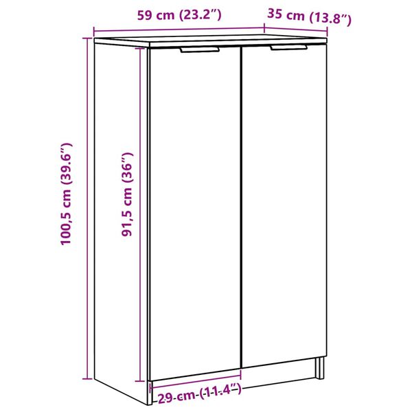 vidaXL Παπουτσοθήκη Καφέ Δρυς 59x35x100 εκ. από Επεξεργασμένο Ξύλο