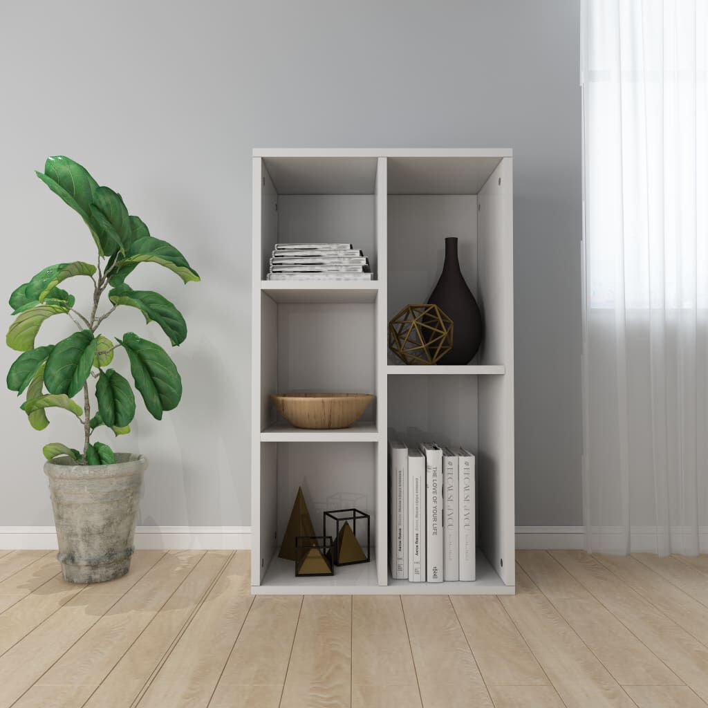 vidaXL Ραφιέρα / Βιβλιοθήκη Γυαλιστερό Λευκό 50x25x80 εκ. Επεξ. Ξύλο
