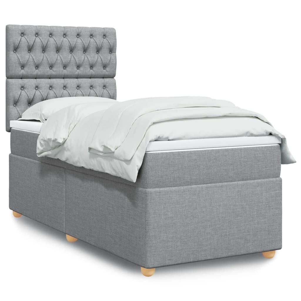 vidaXL Κρεβάτι Boxspring με Στρώμα Ανοιχτό Γκρι 80x200 εκ. Υφασμάτινο