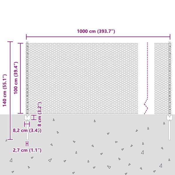 vidaXL Στήλες Φράχτη 10 τεμ U-Channel 100 εκ Γαλβανισμένο Ατσάλι
