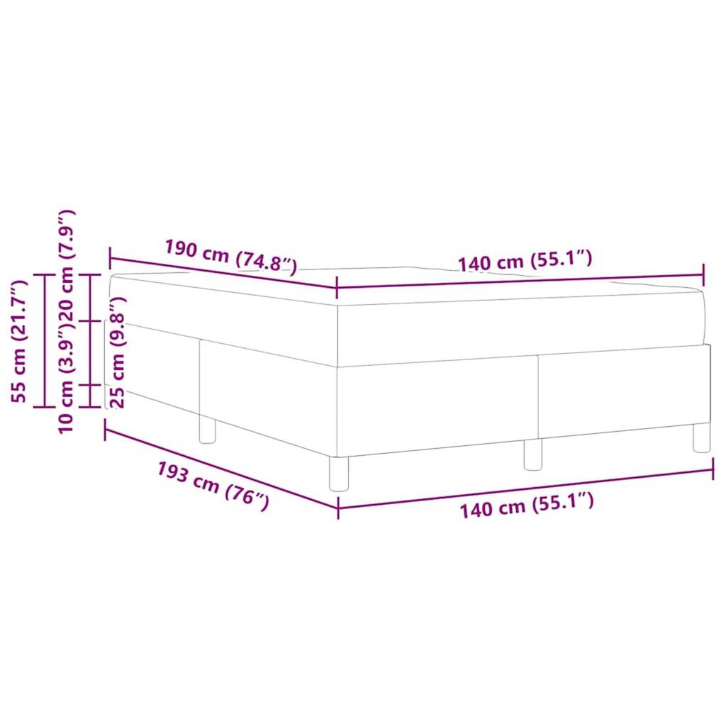 vidaXL Σκελετός κρεβατιού με στρώμα Μαύρο 140 x 190 cm Τεχνητό δέρμα
