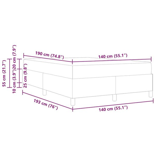 vidaXL Σκελετός κρεβατιού με στρώμα Μαύρο 140 x 190 cm Τεχνητό δέρμα