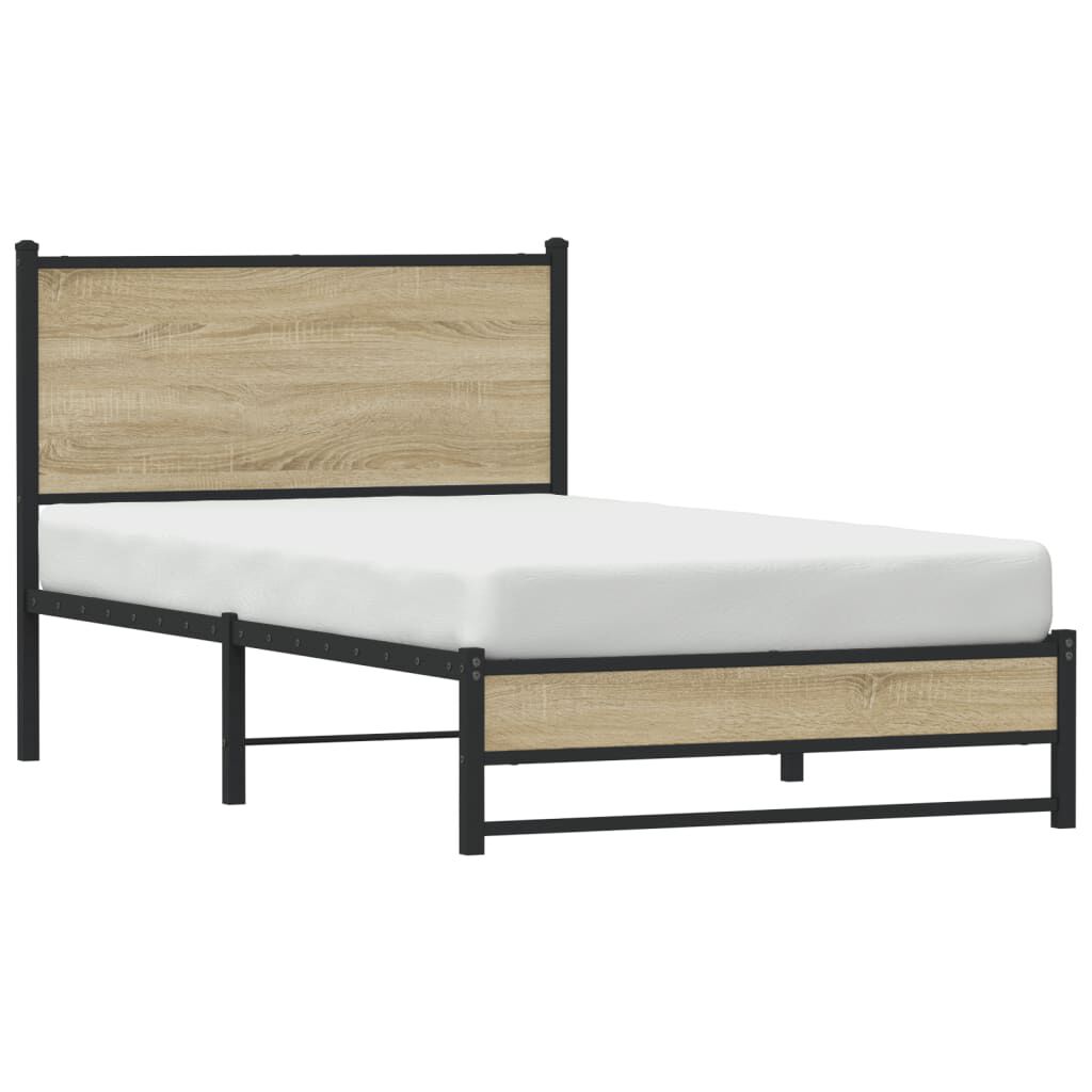 vidaXL Σκελετός Κρεβ. Χωρίς Στρώμα Sonoma Δρυς 100x190 εκ. Μεταλλικό