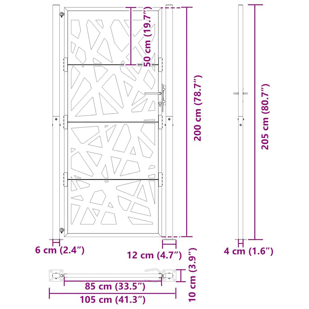 vidaXL Πύλη κήπου 105x205 cm από καιρικό χάλυβα Light Design