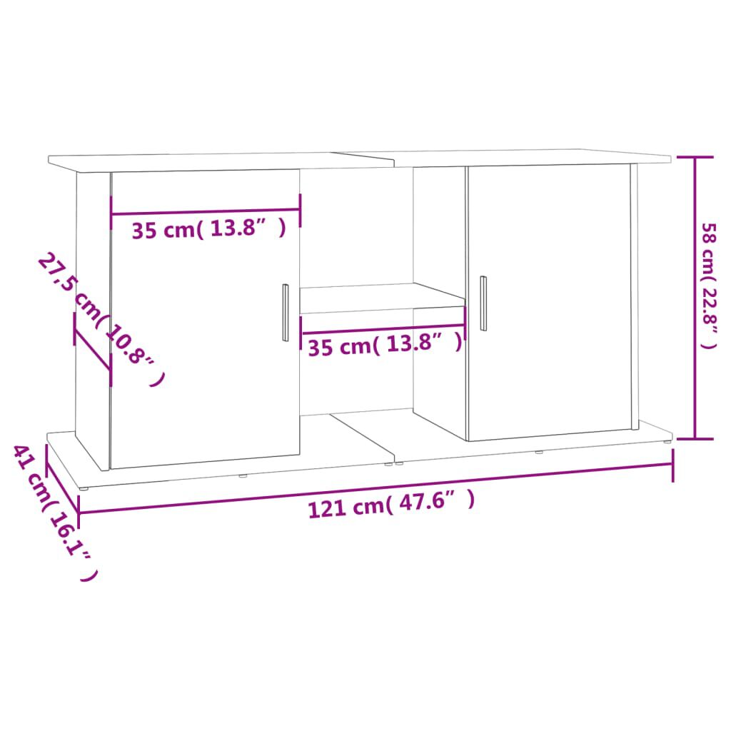 vidaXL Βάση Ενυδρείου Καπνιστή Δρυς 121x41x58 εκ. Επεξεργασμένο Ξύλο