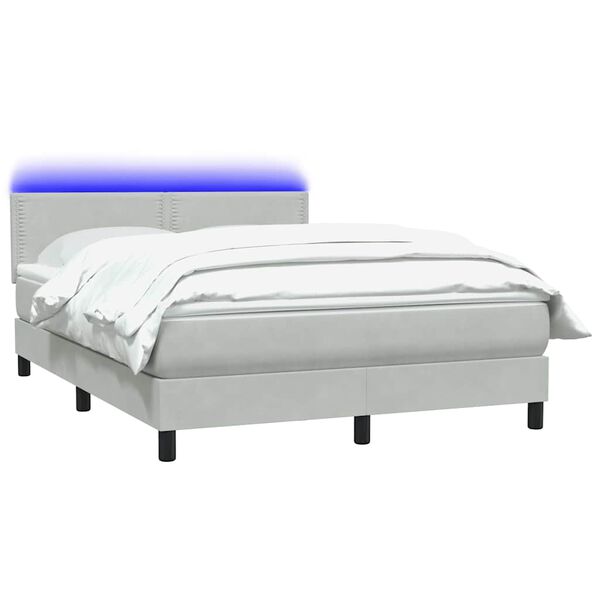 vidaXL &Kappa;&rho;&epsilon;&beta;ά&tau;&iota; Boxspring &mu;&epsilon; &Sigma;&tau;&rho;ώ&mu;&alpha; & LED &Alpha;&nu;&omicron;&iota;&chi;&tau;ό &Gamma;&kappa;&rho;&iota; 140x220 &epsilon;&kappa;. &Beta;&epsilon;&lambda;&omicron;ύ&delta;&iota;&nu;&omicron;