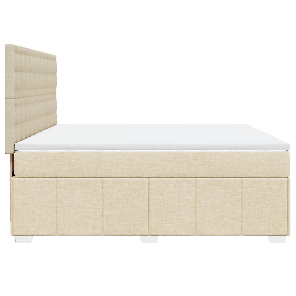 vidaXL Κρεβάτι Boxspring με Στρώμα Κρεμ 180x200 εκ. Υφασμάτινο