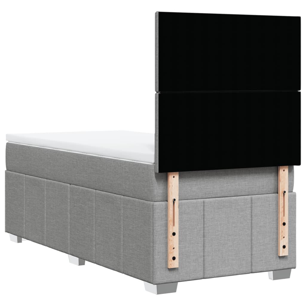 vidaXL Κρεβάτι Boxspring με Στρώμα Ανοιχτό Γκρι 90x200 εκ. Υφασμάτινο
