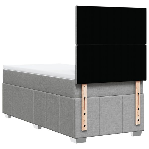 vidaXL Κρεβάτι Boxspring με Στρώμα Ανοιχτό Γκρι 90x200 εκ. Υφασμάτινο