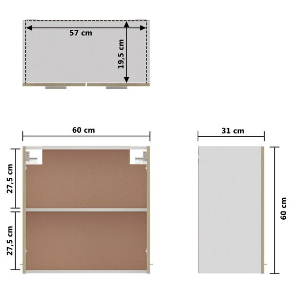 vidaXL Ντουλάπι Κρεμαστό Sonoma Δρυς 60 x 31 x 60 εκ. από Επεξ. Ξύλο