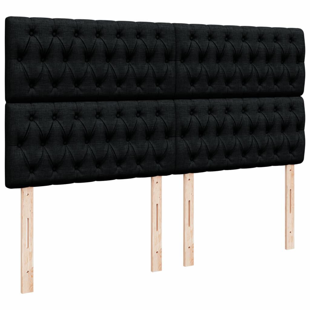 vidaXL Κρεβάτι Boxspring με Στρώμα Μαύρο 200x200 εκ. Υφασμάτινο