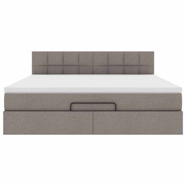 vidaXL Οθωμανικό κρεβάτι με στρώμα Taupe 160x200cm ύφασμα