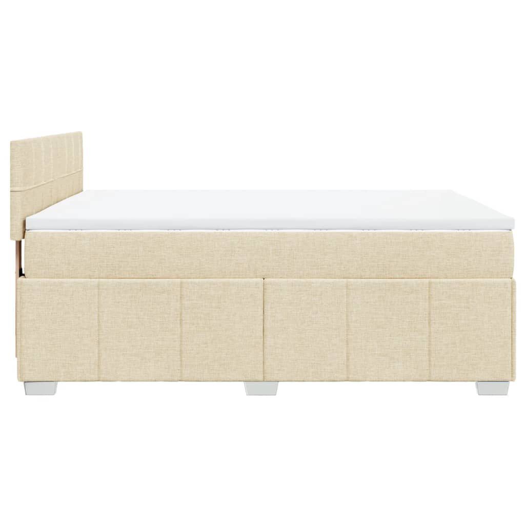 vidaXL Κρεβάτι Boxspring με Στρώμα Κρεμ 140x200 εκ. Υφασμάτινο