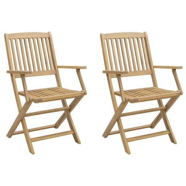 vidaXL Καρέκλες Κήπου Πτυσσόμενες 2 τεμ 58x54,5x90 εκ. Μασίφ Ακακία