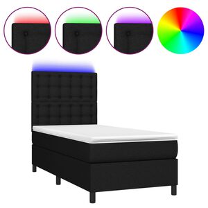 vidaXL &Kappa;&rho;&epsilon;&beta;ά&tau;&iota; Boxspring &mu;&epsilon; &Sigma;&tau;&rho;ώ&mu;&alpha; & LED &Mu;&alpha;ύ&rho;&omicron; 90x190 &epsilon;&kappa;. &Upsilon;&phi;&alpha;&sigma;&mu;ά&tau;&iota;&nu;&omicron;