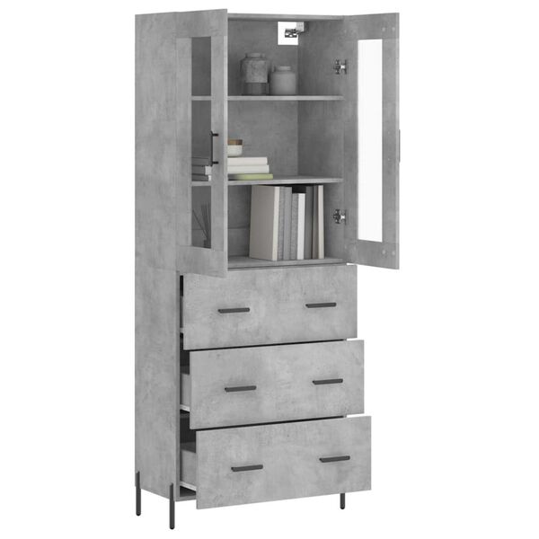 vidaXL Ντουλάπι Γκρι Σκυροδέματος 69,5x34x180 εκ. Επεξεργασμένο Ξύλο