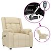 vidaXL Πολυθρόνα Μασάζ Ηλεκτρική Κρεμ Υφασμάτινη