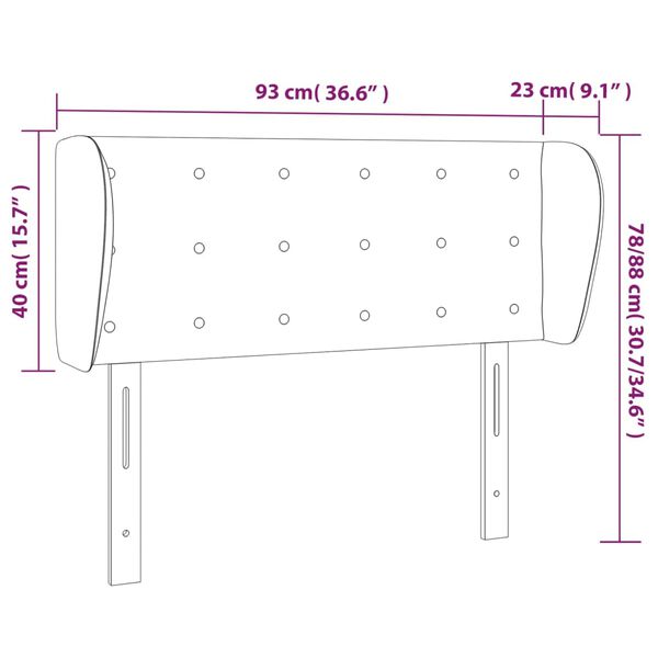vidaXL Κεφαλάρι με Πτερύγια Σκούρο Γκρι 93x23x78/88 εκ. Υφασμάτινο