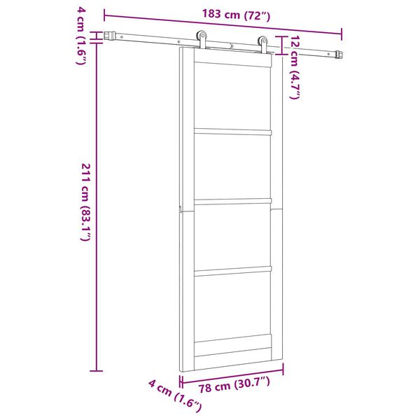 vidaXL Συρόμενη Πόρτα ORKDAL Καφέ 78 x 211 εκ Ξύλο και μέταλλο
