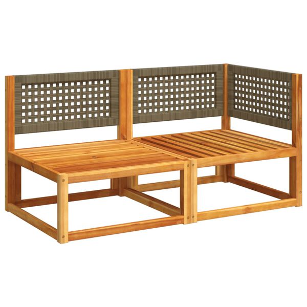 vidaXL Καναπές Κήπου Διθέσιος με Μαξιλάρια από Ξύλο Ακακίας & Ρατάν