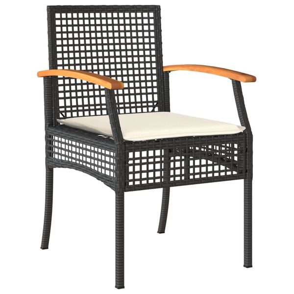 vidaXL Σετ Επίπλων Bistro 3 τεμ. Μπεζ Συνθ. Ρατάν/Ακακία με Μαξιλάρια