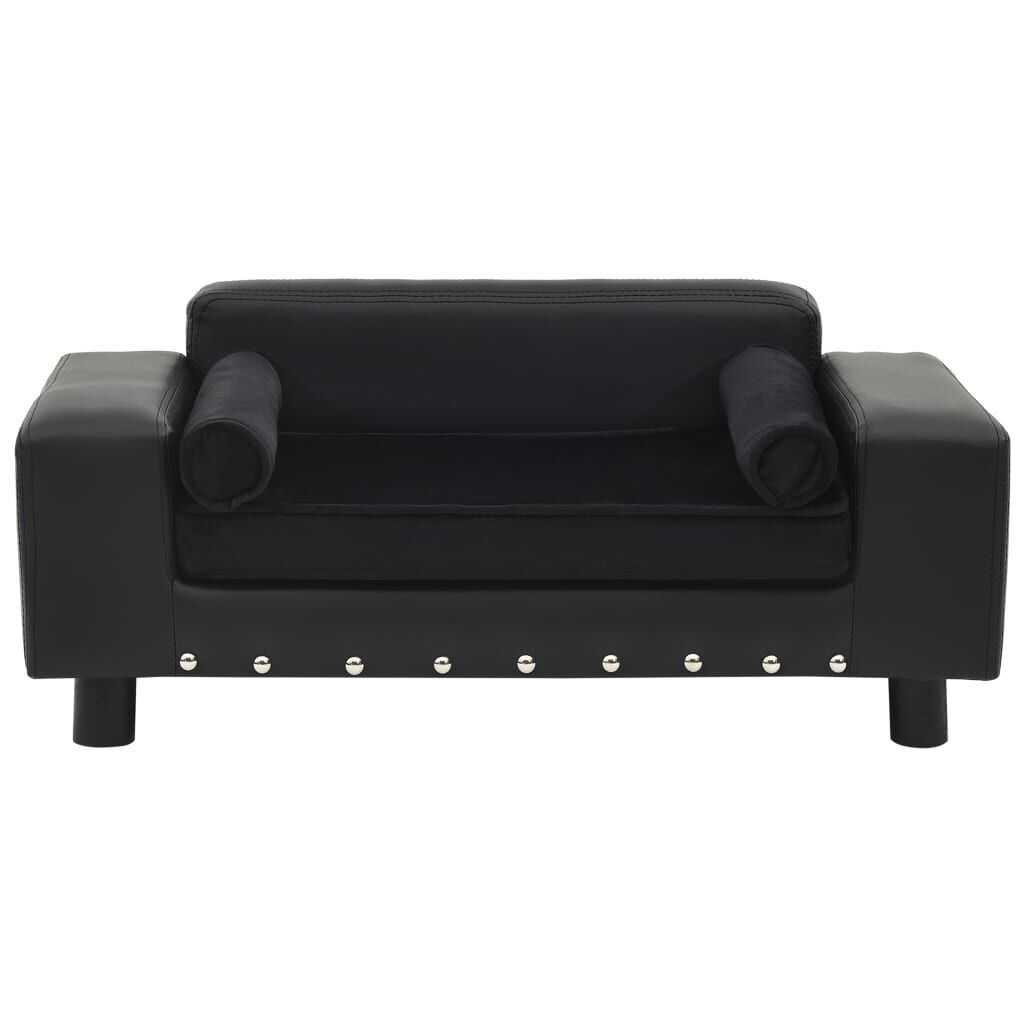 vidaXL Καναπές-Κρεβάτι Σκύλου Μαύρο 81x43x31 εκ. Βελουτέ/Συνθετ. Δέρμα