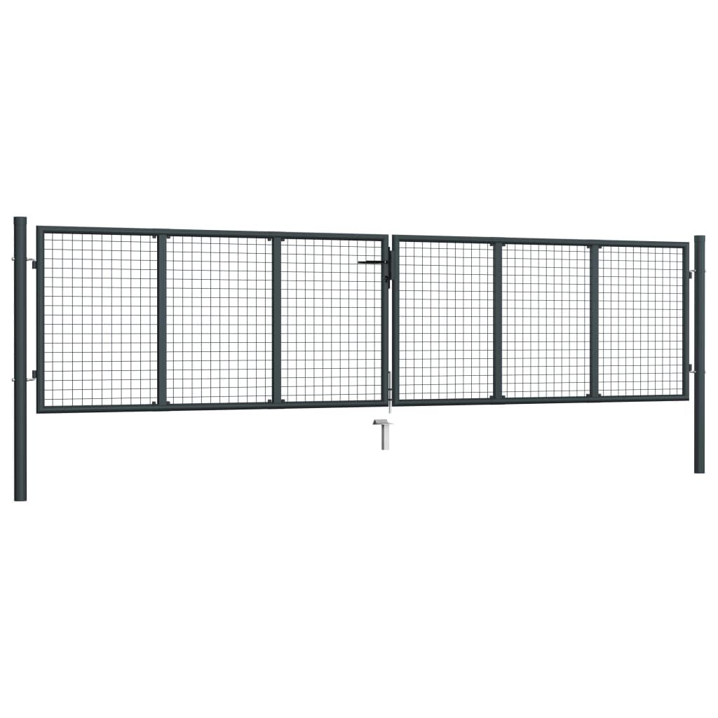 vidaXL Πόρτα Περίφραξης με Πλέγμα Γκρι 400 x 125 εκ. Γαλβαν. Χάλυβας