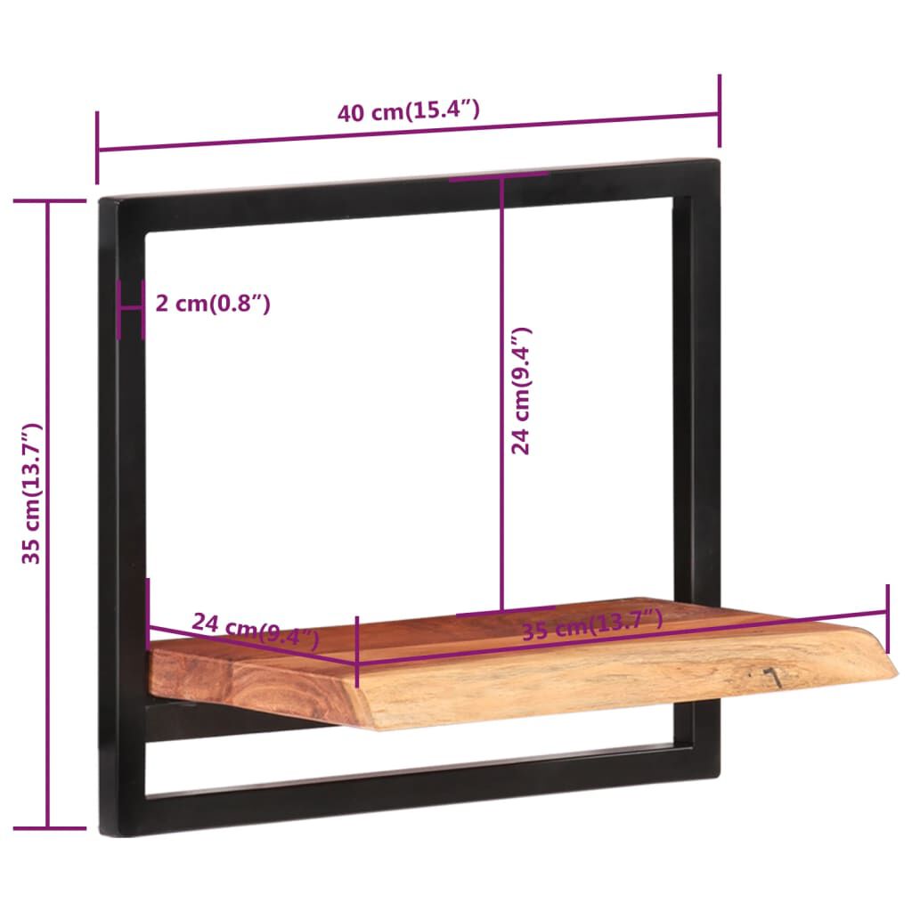 vidaXL Ράφια Τοίχου 2 Τεμ. 40x24x35 εκ. Μασίφ Ξύλο Ακακίας & Ατσάλι