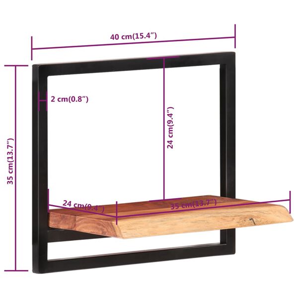vidaXL Ράφια Τοίχου 2 Τεμ. 40x24x35 εκ. Μασίφ Ξύλο Ακακίας & Ατσάλι