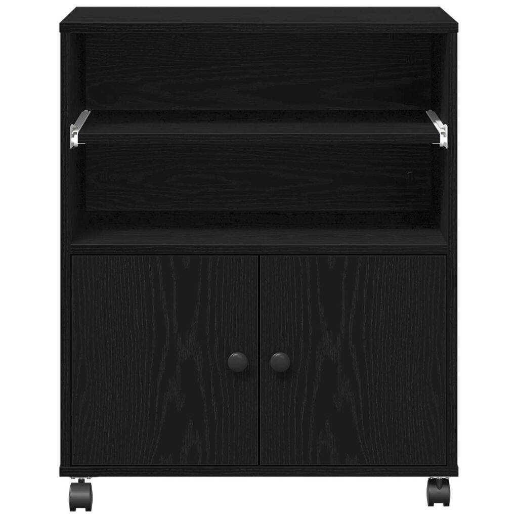 vidaXL Ράφι Εκτυπωτή με Ρόδες Μαύρη Δρυς 60x48x74 εκ.