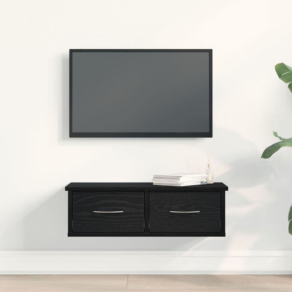 VidaXL Επιτοίχιο Ράφι Συρταριού Μαύρη Δρυς 60x26x18,5εκ Επεξεργασμένο Ξύλο