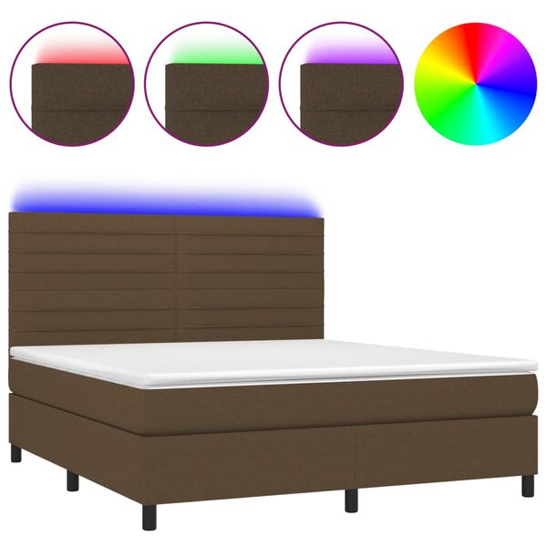 vidaXL &Kappa;&rho;&epsilon;&beta;ά&tau;&iota; Boxspring &mu;&epsilon; &Sigma;&tau;&rho;ώ&mu;&alpha; & LED &Sigma;&kappa;.&Kappa;&alpha;&phi;έ 180x200&epsilon;&kappa;. &Upsilon;&phi;&alpha;&sigma;&mu;ά&tau;&iota;&nu;&omicron;