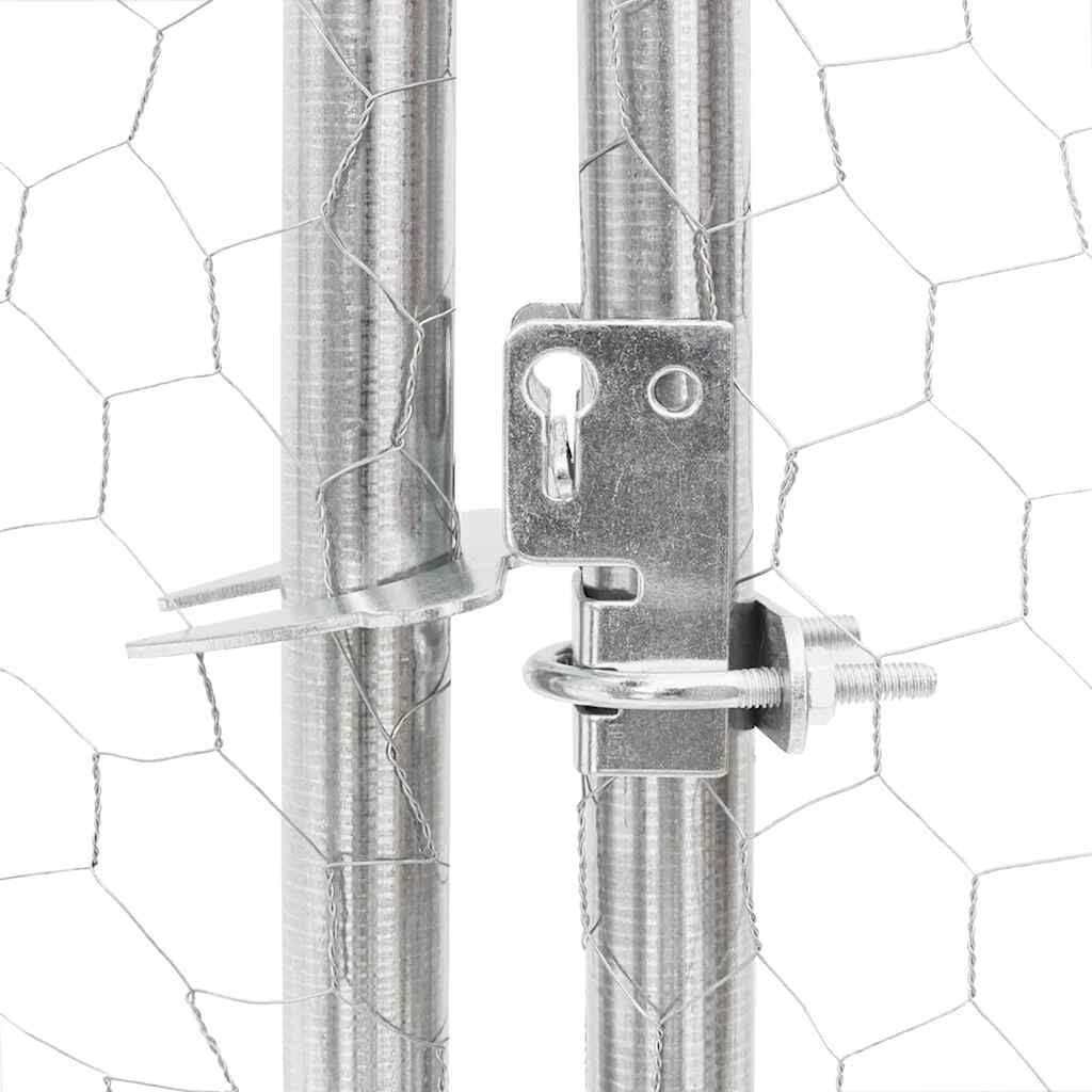 vidaXL Κλουβί Σκύλου Εξωτερ. Χώρου με πόρτα 2x4x1 μ. Γαλβαν. Ατσάλι
