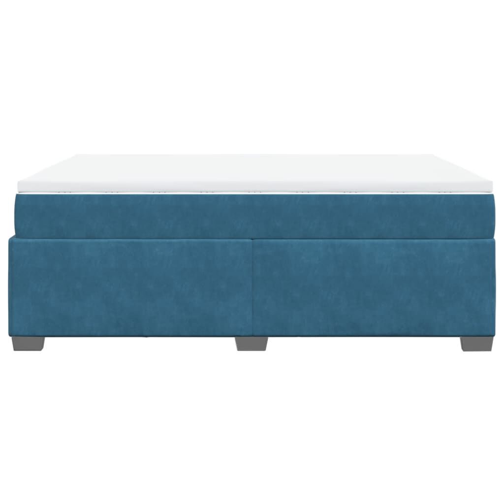 vidaXL Κρεβάτι Boxspring με Στρώμα Σκούρο Μπλε 140x190 εκ. Βελούδινο