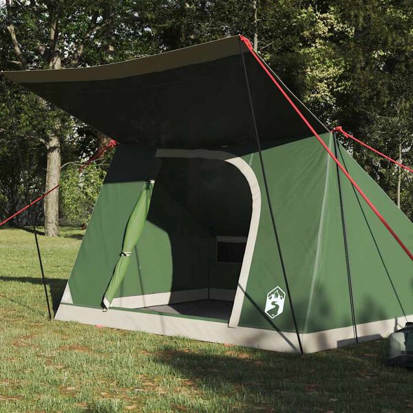 vidaXL Σκηνή Camping με στέγη Πράσινο 223 x 163 x 130 εκ ταφτάς